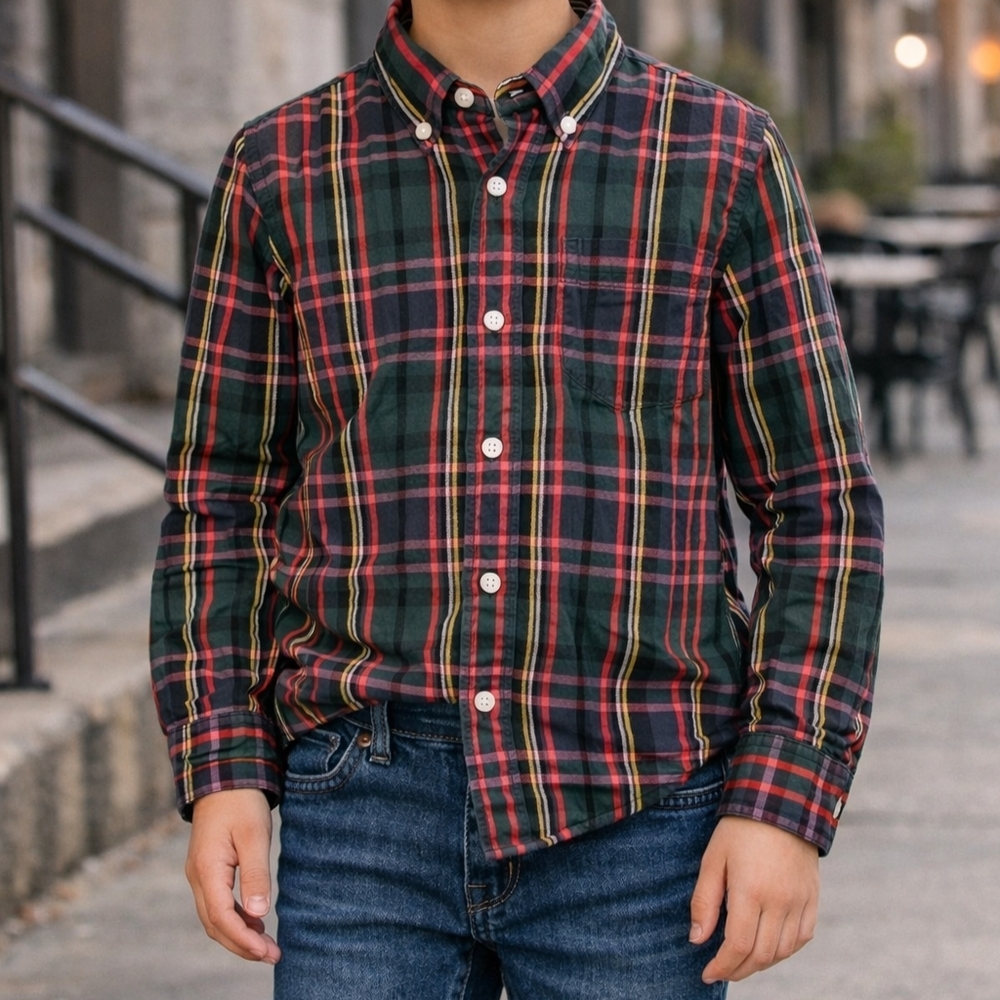 Crewcuts long-sleeve button-down shirt - Holiday Christmas Stewart tartan Size 6